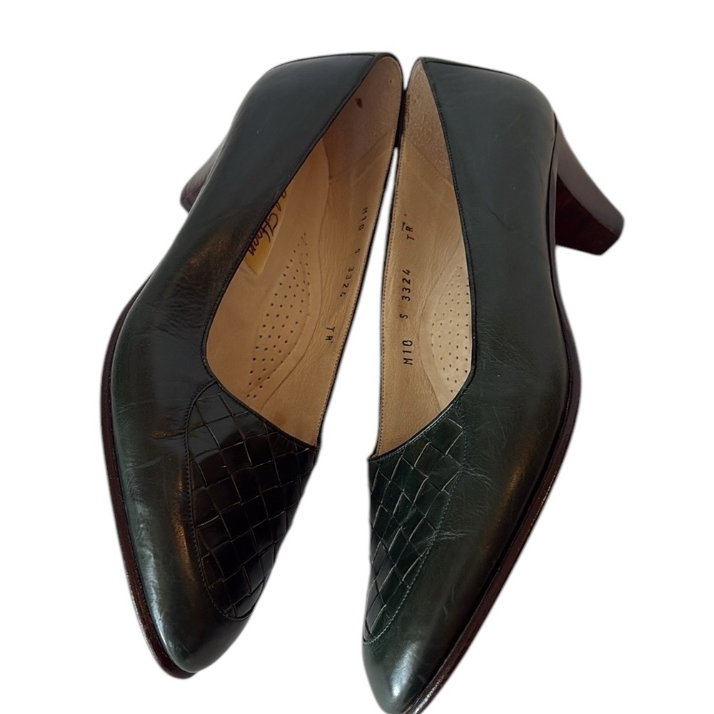Cole Haan leather, Italian handmade, Hunter Green, weave accent on top, 9.5/10 - Picture 3 of 10